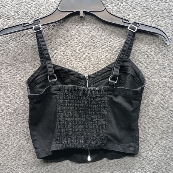 Guess Women Bustier Zip Front Sleeveless Cotton Top - Picture 3 of 8